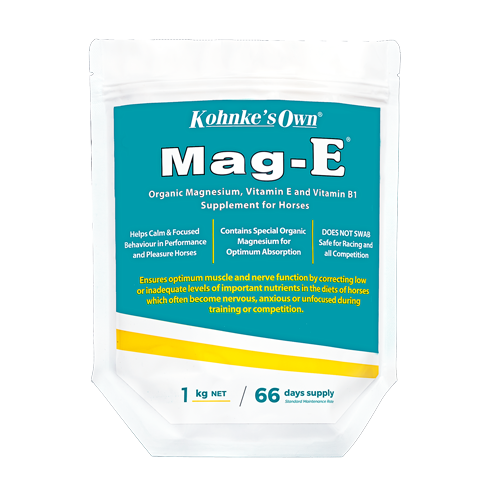 Khonke's MAG-E calming supplement for all horses.